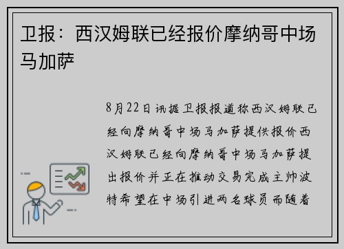 卫报：西汉姆联已经报价摩纳哥中场马加萨